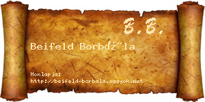 Beifeld Borbála névjegykártya